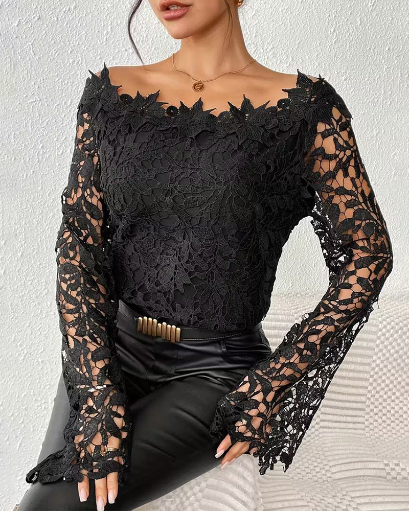 Fashionable Off-Shoulder Crochet Blouse