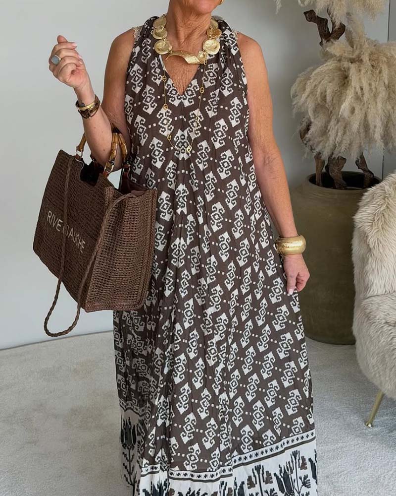 V-Neck Halter Elegant Maxi Dress