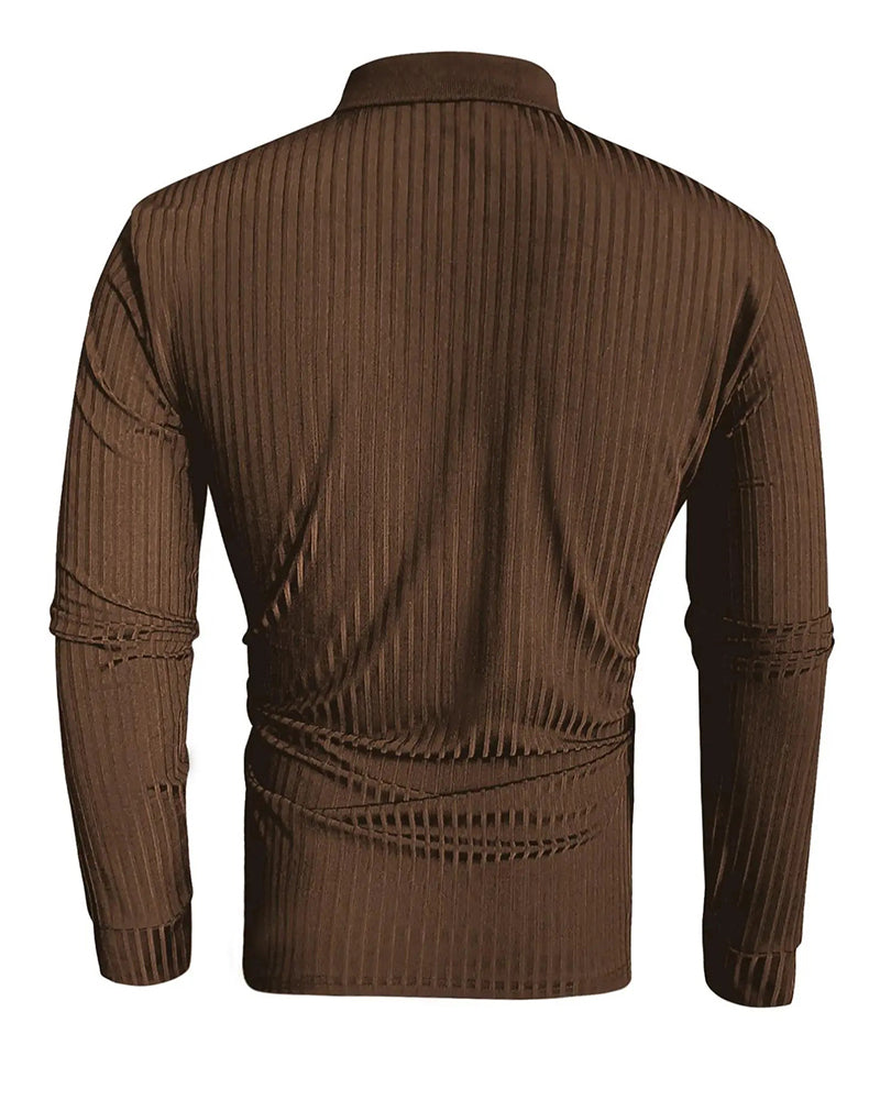 Collared Button Vertical Stripe Shirt