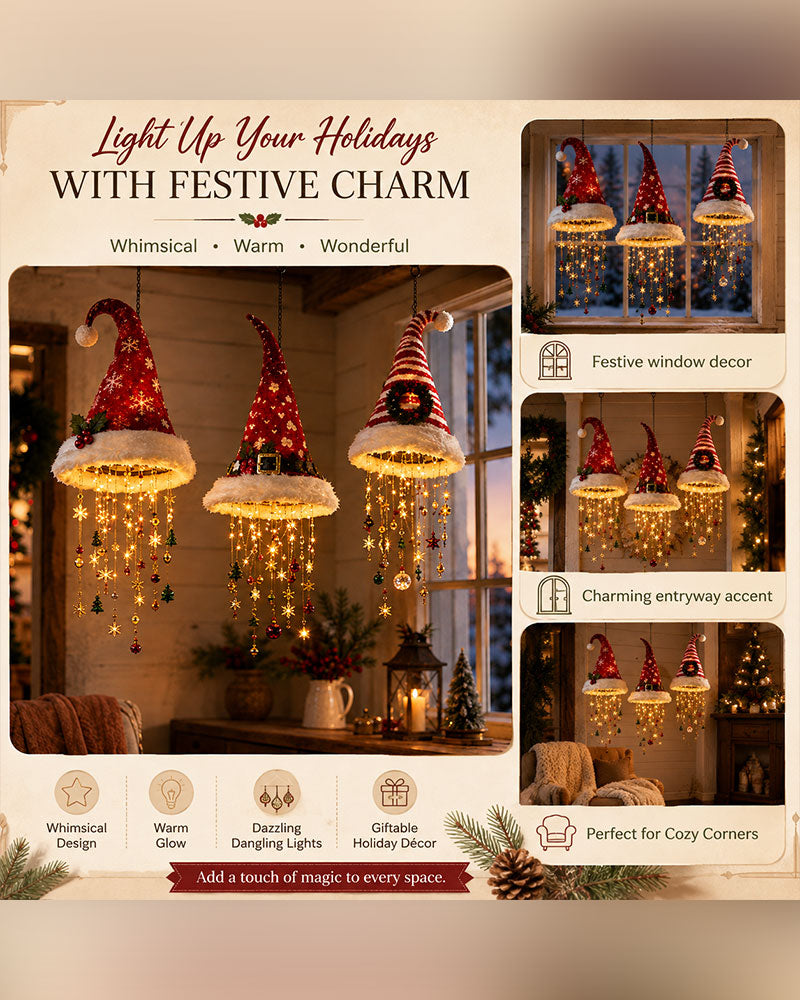 🎅 Lighted Santa Hat Hanging Chandelier 🎄