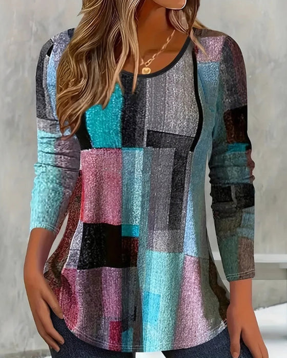 Casual Printed Long Sleeve Crew Neck T-Shirt