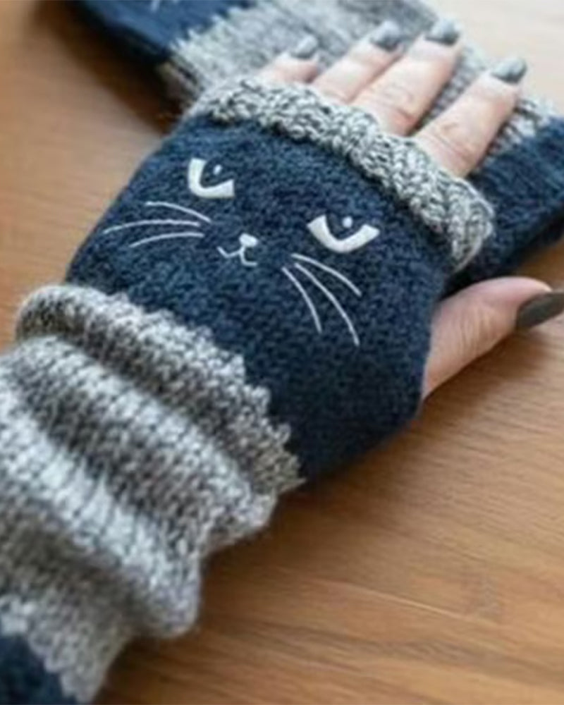 Cat Fingerless Gloves