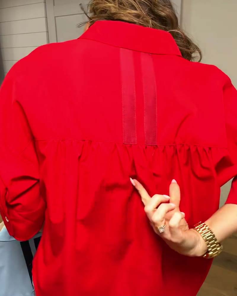 Lapel Loose Solid Shirt