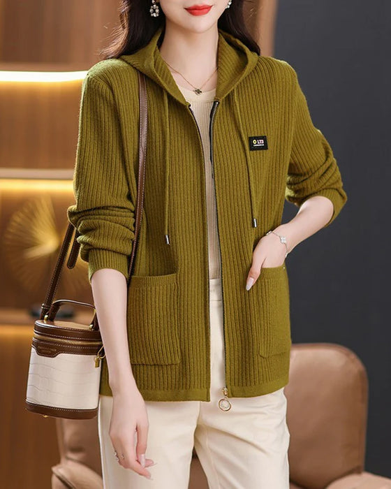 Jacket With Hooded Zipper Closure