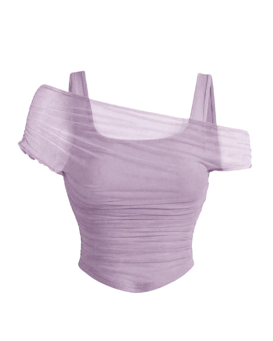 Mesh Ruffle Cami Blouse