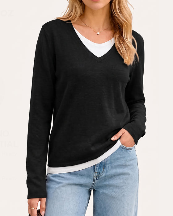 Casual Faux Two-Piece Pullover