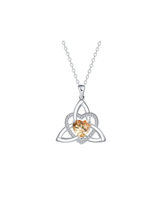 Birthstone Celtic Trinity Knot Heart Necklace✨ Heart Shape Celtic Trinity Knot Birthstone Pendant