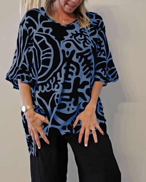 Abstract Botanical Print Loose Top