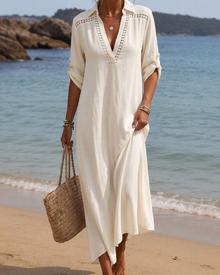 V-Neck Cutout Full Skirt Dress