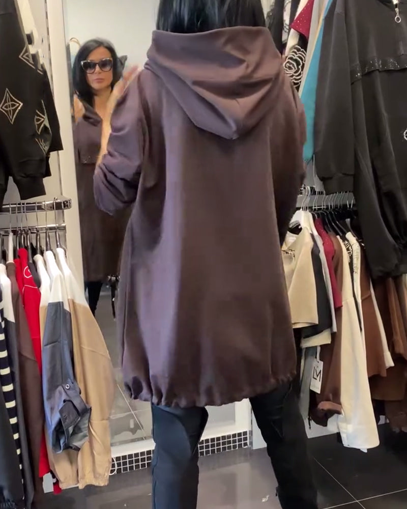 Half-Zip Fashion Hooded Dress