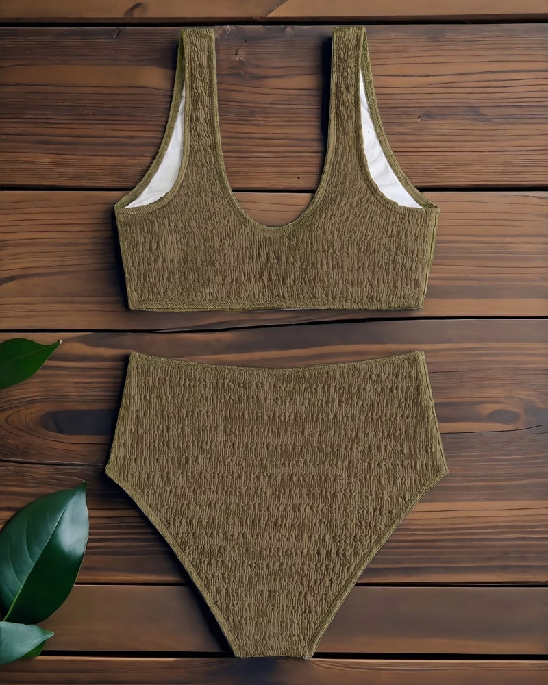 V-Neck High Waist Bikini