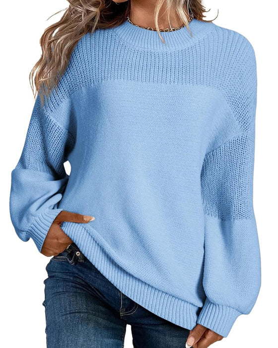 Solid Color Lantern Sleeve Jumper