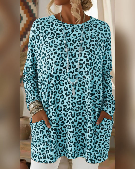 Leopard Print Round-Neck Top