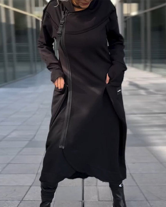 Solid color temperament loose dress