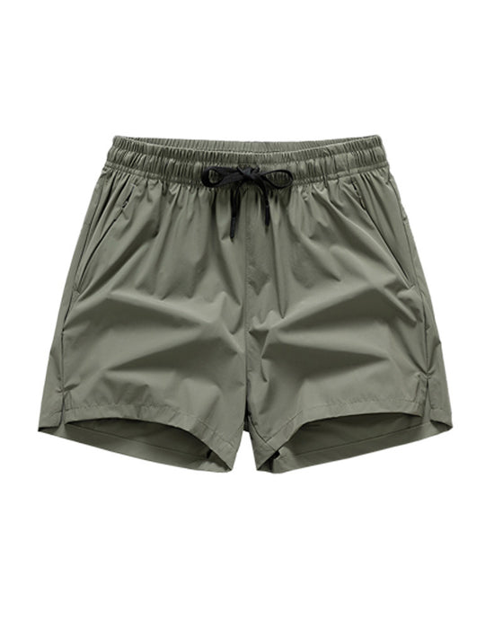 Men Elastic Waist Pocket Quick-Dry Ice Silk Sports Shorts