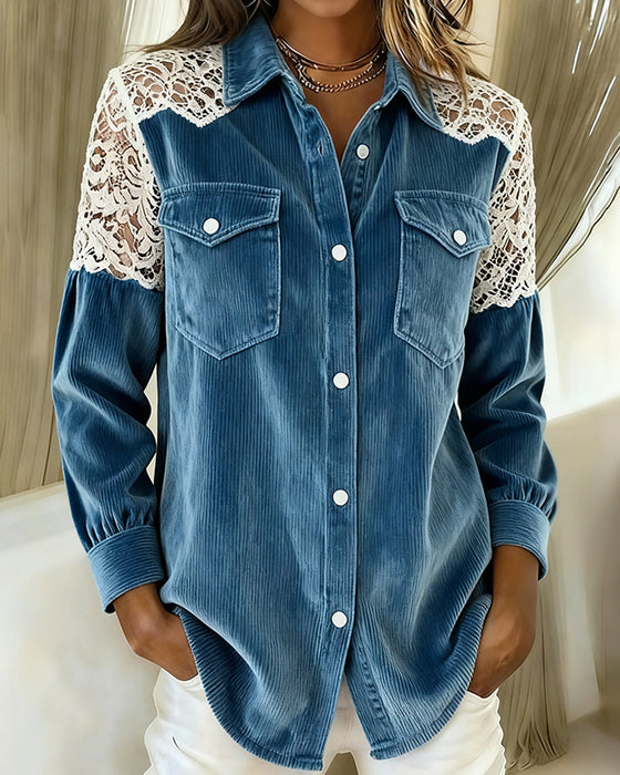 Long-Sleeved Patchwork Shirt