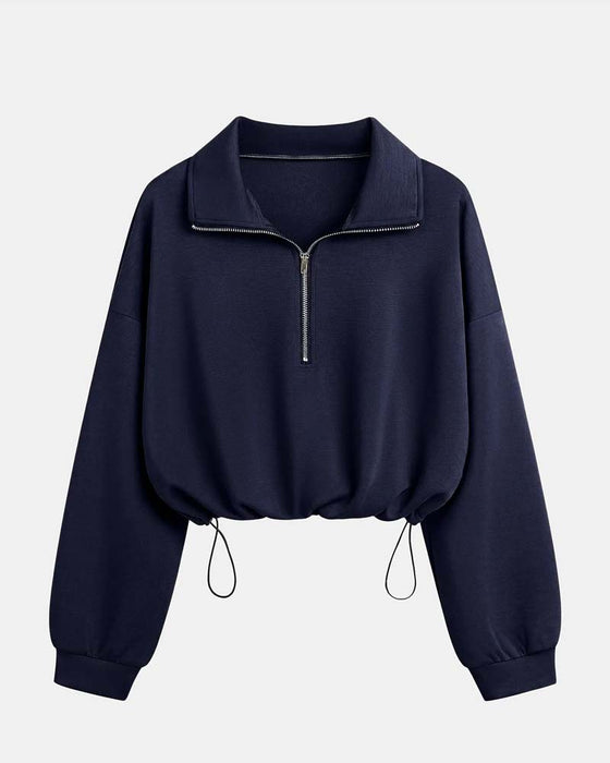 Zip Waist Long Sleeve Sweatshirts