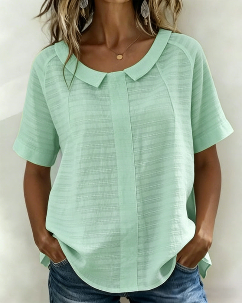 Textured Peter Pan Collar Blouse