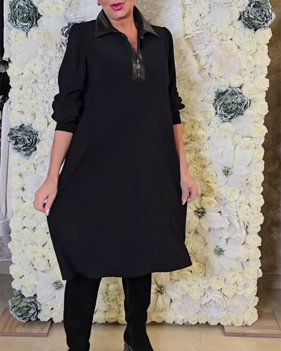 Half-Zip Collar Fashion Dress