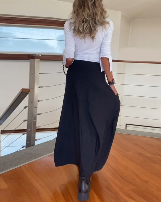 Fashionable solid color zipper pocket skirt