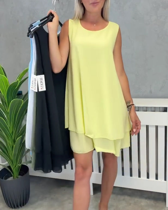 Sleeveless Solid Casual Dress