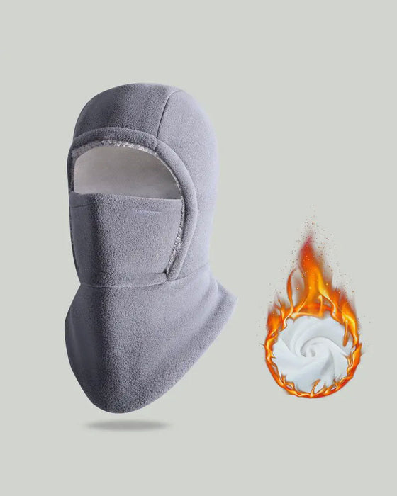 Winter 2 In 1 Hat And Face Mask Windproof Thick Fleece Lining For Outdoor Sports Black