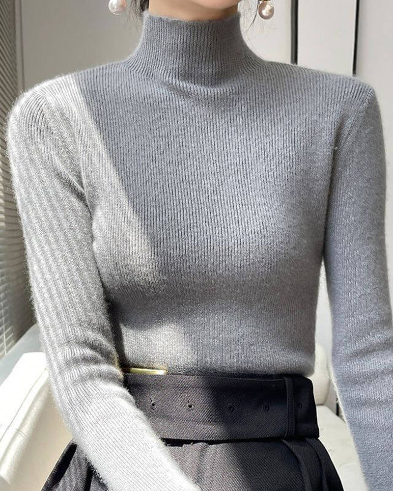 Half-High Neck Knitted Sweater