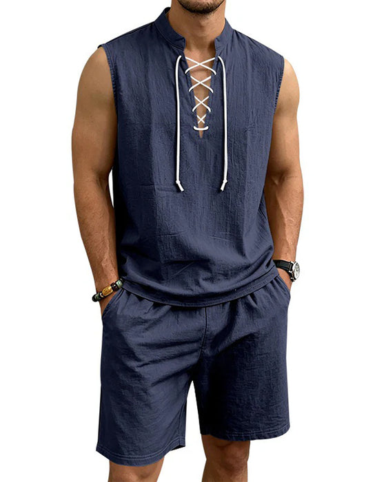 Men's V-Neck Two-Piece Set