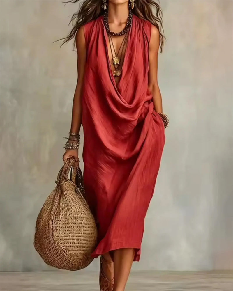 Sleeveless V-Neck Fashion Dress