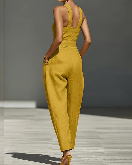 Halter Neck Off-Shoulder Wide-Leg Jumpsuit
