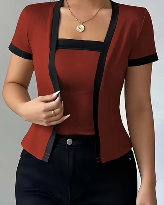 Color-Block Faux Two-Piece T-Shirt