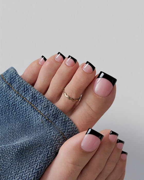 French Short Nude Toe Nails