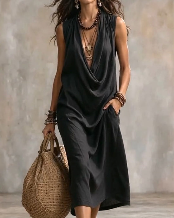 Sleeveless V-Neck Fashion Dress