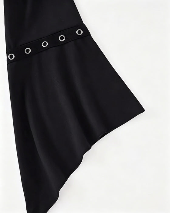 Solid Color Cross Straps Blouse