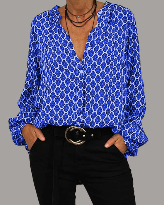 Casual Blouse with V-Neck
