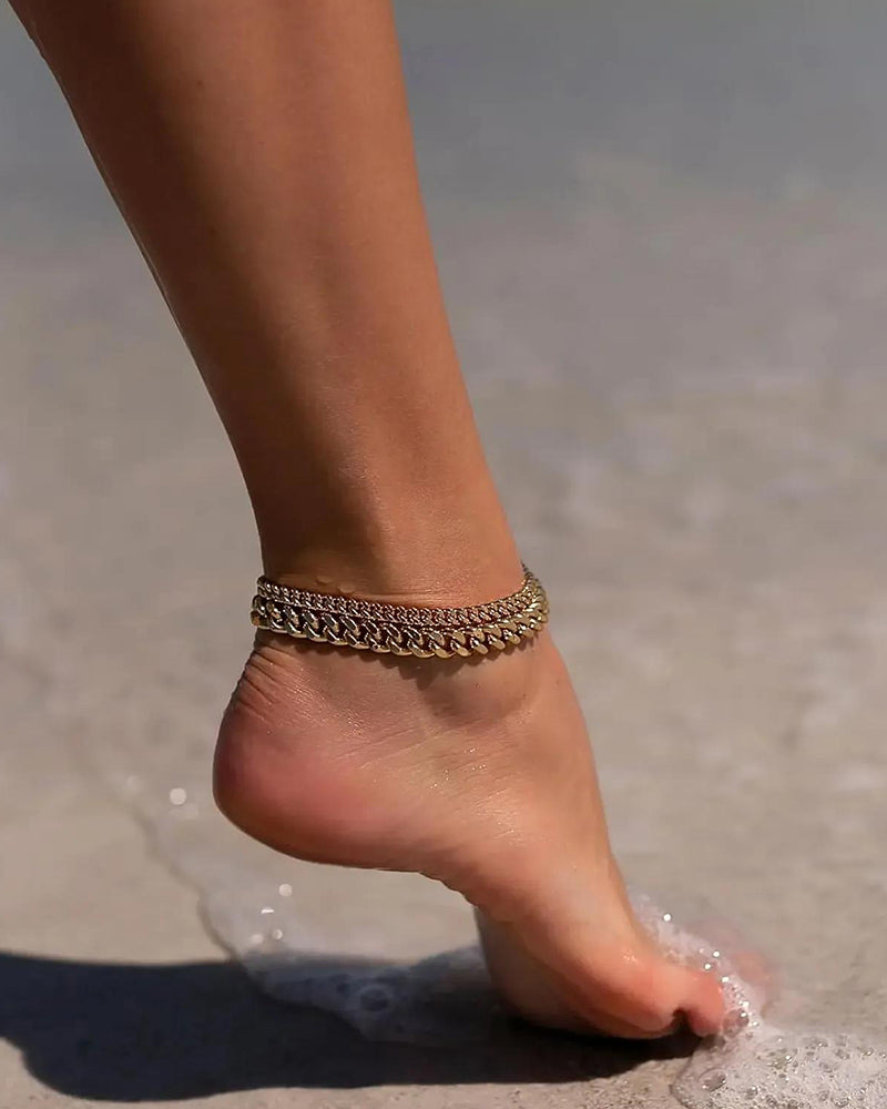 Double Layer Cuban Anklet