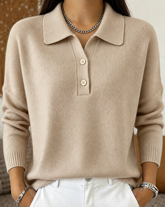 Half-Placket Button Casual Pullover