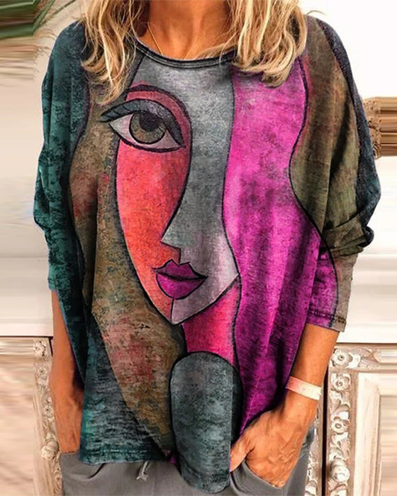 Figure print long sleeve top