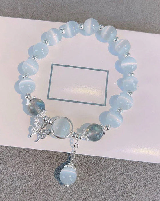 Imitation cat eye crystal butterfly bracelet