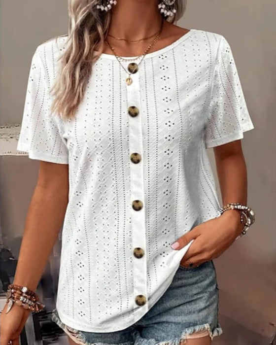 Solid color round neck T-shirt