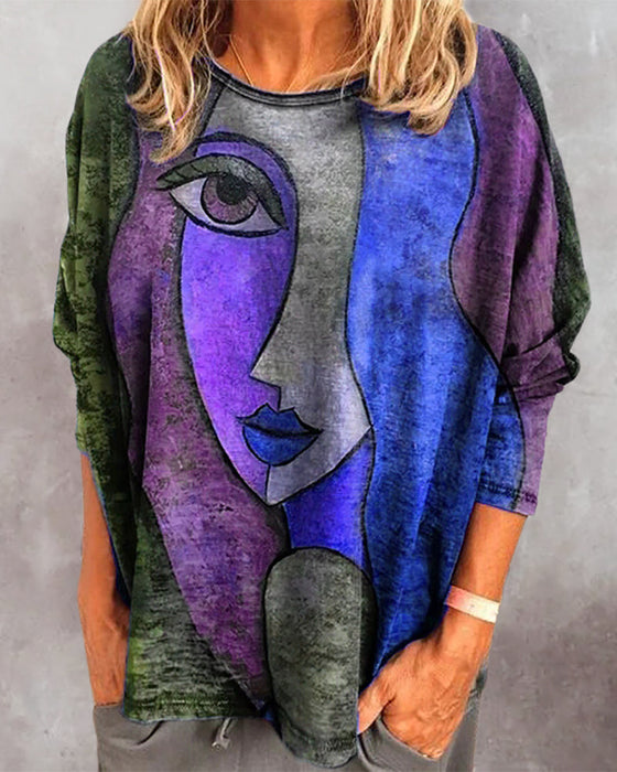 Figure print long sleeve top