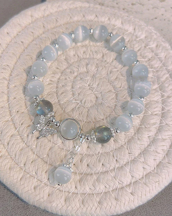 Imitation cat eye crystal butterfly bracelet