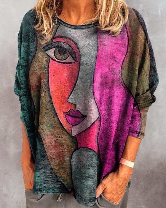 Figure print long sleeve top