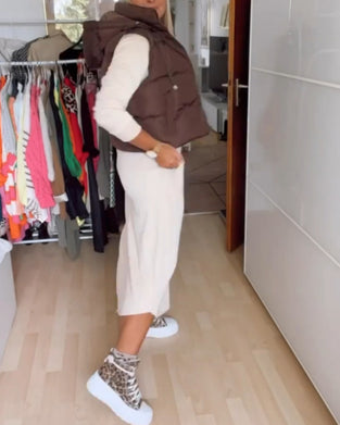 Solid color hooded vest coat