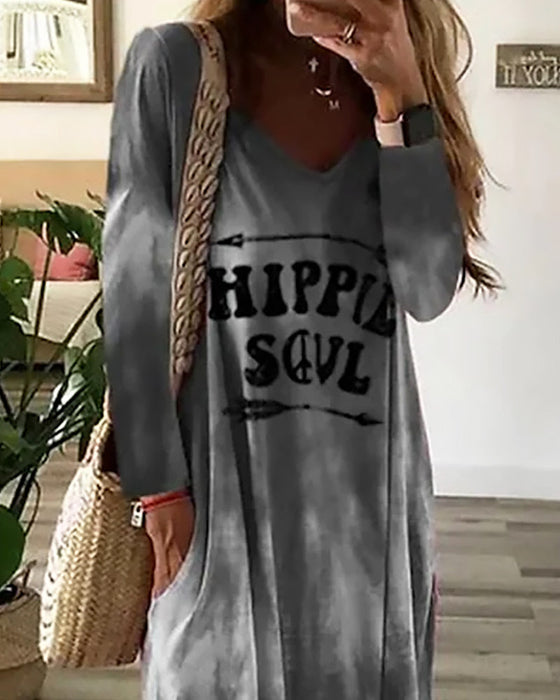 V-neck slit pocket dress