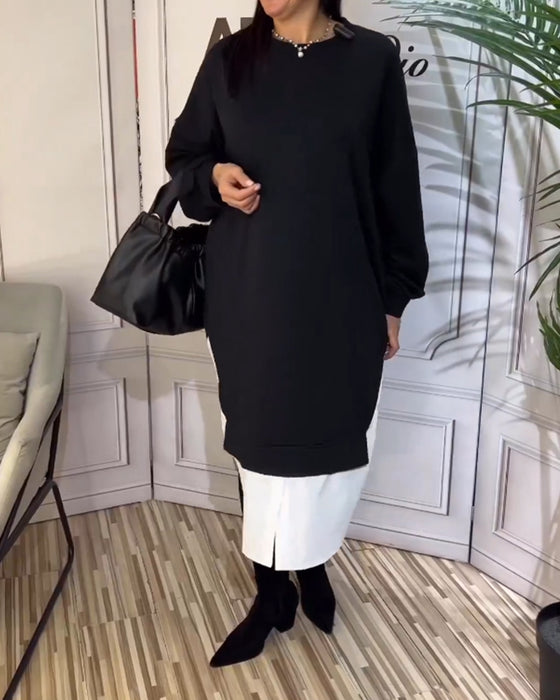 Round Neck Patchwork Dress