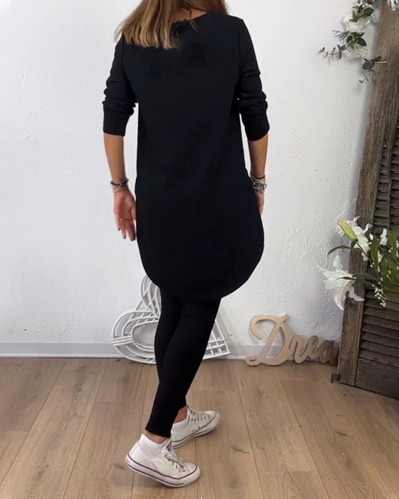 Mid-Length Top Mit Crew Neck