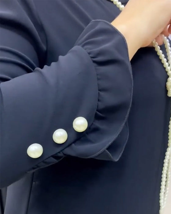 Patchwork ruffled solid color dress