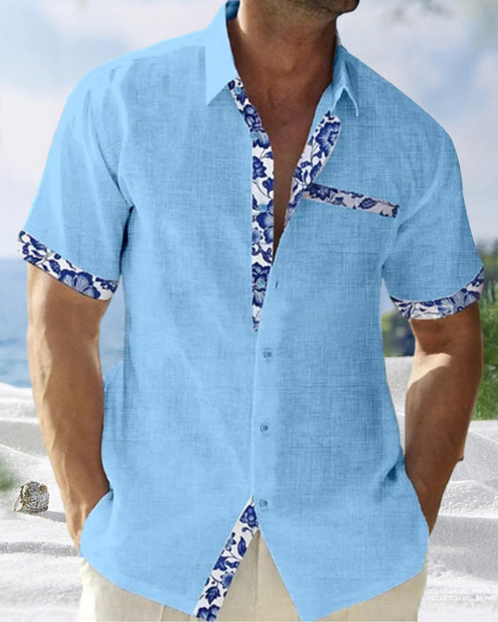 Cotton and linen short sleeve shirt