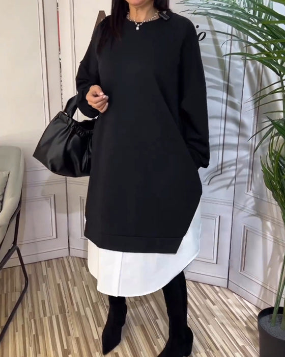 Round Neck Patchwork Dress